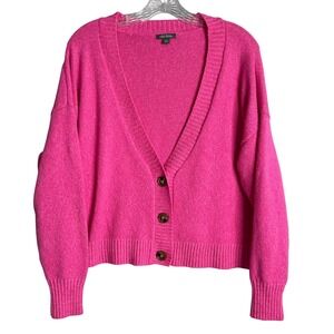 Wild Fable Cardigan Womens M Pink Oversized Cropped Preppy Grandpa Knit